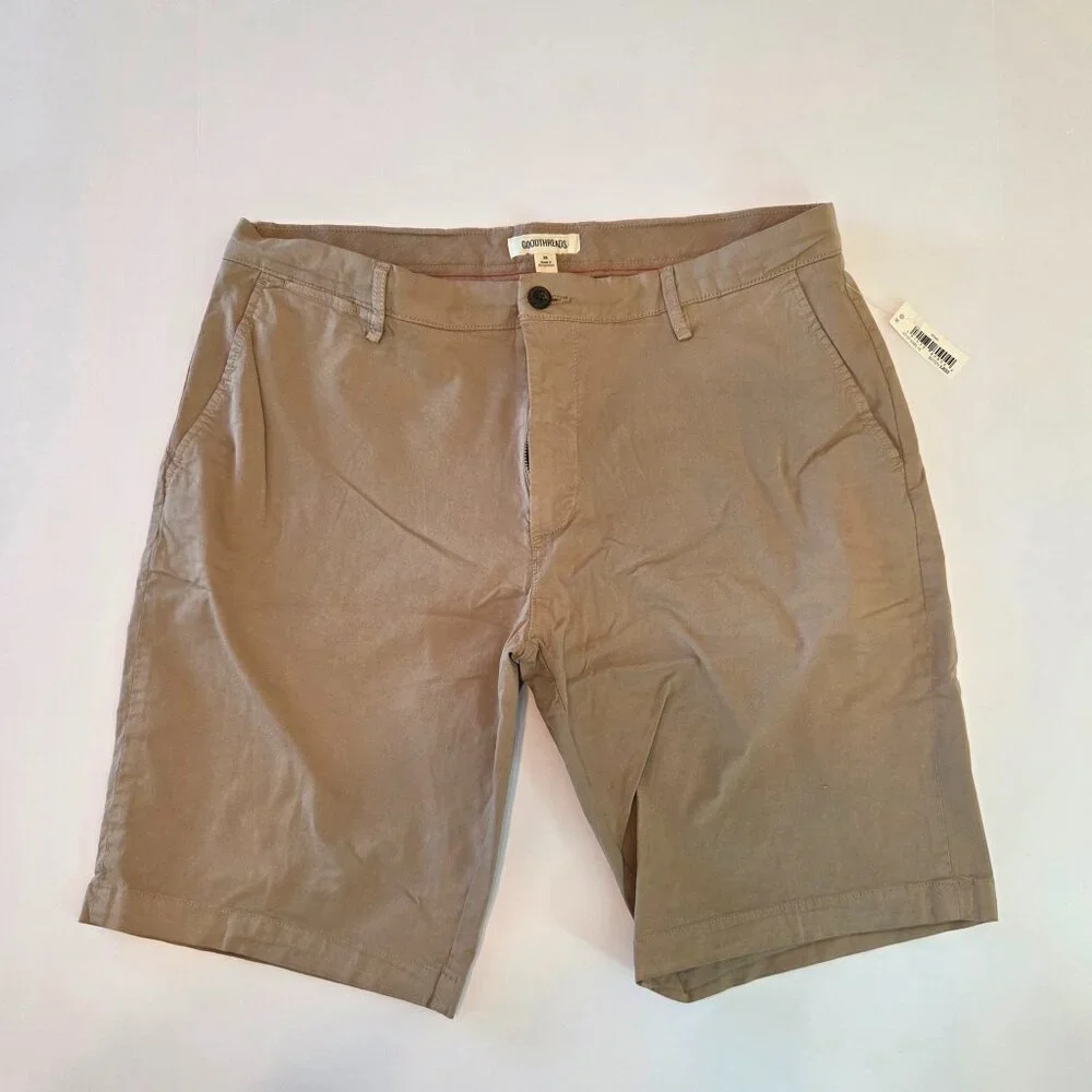 Chino Flat Front Khaki Shorts by Goodthreads, Size 36, NWT
